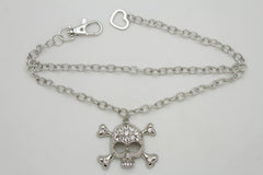 Hot Women Boot Bracelet Chain Anklet Skeleton Skull Rhinestones Hearts Shoe Charm
