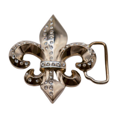 Men Women Silver Metal Belt Buckle Western Fashion Fleur De Lis Lily Flower