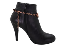 Brand New NEW Women Bronze Brown Metal Boot Chain Bracelet Anklet Shoe Scorpion Charm SET BC105