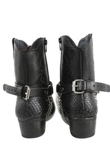 Brand New Men Biker Adult Faux Leather Boot Straps Black With Silver Chain and Native Indian Head Coin Medallion Pair M20