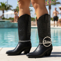 Brand New Women 2PC Silver Metal Boot Chain Bracelet BITCH Charm Shoe Anklet BC70