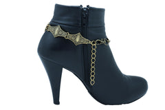 Brand New Women Antique Gold Metal Boot Chain Bracelet Shoe Anklet Ethnic Eye Charm SET BC209