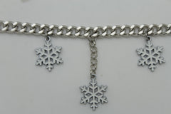 Brand New Women Silver Metal Boot Chain Bracelet Shoe Anklet Snowflakes Charm SET BC210