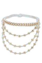 Women Gold Metal Western Boot Chain Bracelet Anklet Shoe Bling Waves Balls Charm One Size