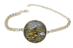 Sexy Women Gold Metal Chain Boot Bracelet Shoe Bling Zebra Charm