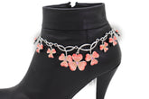 Silver Metal Chain Boot Bracelet Shoe Clover Flower Charm Bling Luck Anklet