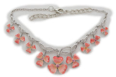 Silver Metal Chain Boot Bracelet Shoe Clover Flower Charm Bling Luck Anklet