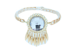 Women Gold Metal Boot Chain Bracelet Shoe Anklet Bling Sun Flower Shiny Charm One Size