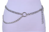 Silver Metal Chain Link Side Rings Belt