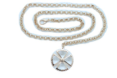 Dangle Flower Charm Skinny Gold Metal Chain Link Belt