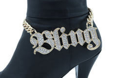 Iced Out "BLING" Gold Metal Boot Chain