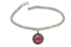 Gold Metal Boot Chain Bracelet Heel Shoe Anklet Big Red Bling Bead Charm