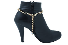 Gold Metal Boot Chain Bracelet Christmas Shoe Candy Cane Charm Jewelry