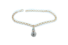 Rhinestone Snowman Charm Gold Metal Boot Chain