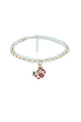 Women Gold Metal Chain Boot Bracelet Shoe Bling Red Gift Present Charm Christmas Adjustable Size Band