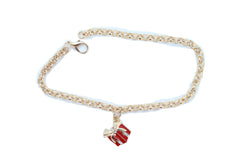 Women Gold Metal Chain Boot Bracelet Shoe Bling Red Gift Present Charm Christmas Adjustable Size Band