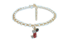 Women Gold Metal Chain Boot Bracelet Shoe Anklet Holiday Stocking Bling Charm Adjustable One Size Band