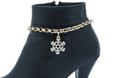 Rhinestone Snowflake Charm Boot Chain