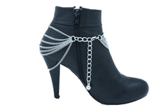 Western Silver Metal Boot Chain Bracelet Shoe Angel Wings Charm Jewelry