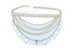 Women Gold Metal Chain Boot Bracelet Shoe Leaf Charm Jewelry Wave Strands