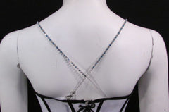 Women Bra Straps Decorative Lingerie Rhinestones Green