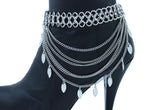 Silver Metal Chain Boot Bracelet Anklet Shoe Leaf Charm
