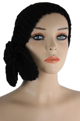 Women Classic Black Winter Neck Warmer Flower Bow Style Scarf Holidays