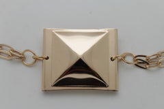 Women Western Trendy Style Boot decorative Gold Metal Chain Shoe Bling Pyramid Charm