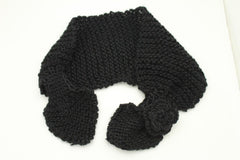 Women Classic Black Winter Neck Warmer Flower Bow Style Scarf Holidays