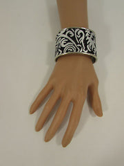 Silve Metal Cuff Bracelet Unique Leaves Detail 2" Long New Women Fashion Jewelry Accessories - alwaystyle4you - 4