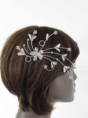New Women Silver Metal Big Flowers Leaf Rhinestone Large Head Fashion Jewelry - alwaystyle4you - 2