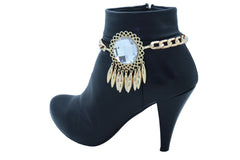 Gold Metal Boot Chain Bracelet Shoe Anklet Bling Sun Flower Shiny Charm