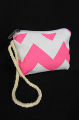 New Women Fashion Mini Purse Fabric Make Up Coin Wallet Chevron Print Rope Starp - alwaystyle4you - 3