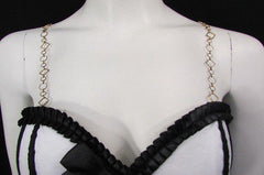 New Women Decorative Accessories Lingerie Bra Straps Gold Metal Squares Circles - alwaystyle4you - 4