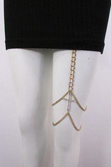 New Women Gold Thigh Leg Metal Chain Links Garter Big Cross Fashion Body Jewelry - alwaystyle4you - 1