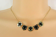 Women Gold Metal Chain Fashion Necklace Five Mini Black Crosses Long Pendant - alwaystyle4you - 6
