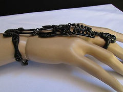 Hot Women Black Skeleton Hand Ring Chain Slave Long Bracelet Skull Fashion - alwaystyle4you - 2