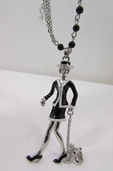 New Women Silver Metal Chains Fashion Necklace Big 60'S Lady Walking Dog Pendant - alwaystyle4you - 10