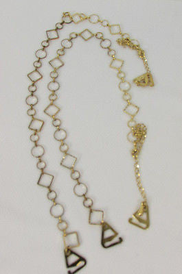 Women Decorative Accessories Lingerie Bra Straps Gold Metal Squares Circles - alwaystyle4you - 1
