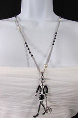 New Women Silver Metal Chains Fashion Necklace Big 60'S Lady Walking Dog Pendant - alwaystyle4you - 3