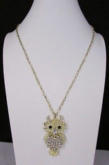 New Women 26" Gold Metal Chains Fashion Necklace Big Owl Silver Rhinestone - alwaystyle4you - 3