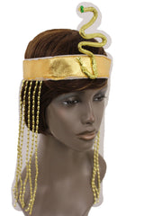 Women Long Beads Band Forehead Fashion Head Snake Cleopatra Costume Gold Sequins