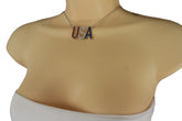 Cool Women Silver Metal Chain Fashion Necklace USA United States Jewelry Pendant