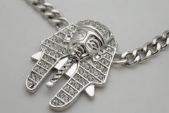 Women Glamorous High Waist Silver Metal Chain Belt Pharao Egyptian Antique XS S M