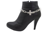 Silver Metal Chain Boot Western Bracelet Shoe Cross Charm Live Laugh Love