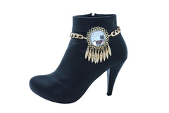 Gold Metal Boot Chain Bracelet Shoe Anklet Bling Sun Flower Shiny Charm