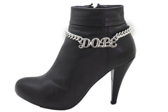 Silver Color Metal Chain Boot Bracelet Shoe DOPE Charm Anklet Word Phrase