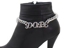 Silver Color Metal Chain Boot Bracelet Shoe DOPE Charm Anklet Word Phrase