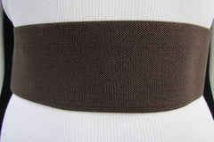 Women Elastic Low Hip High Waist Belt Dark Brown Stretch Size XS S M