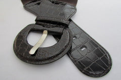 Women Elastic Low Hip High Waist Belt Dark Brown Stretch Size XS S M